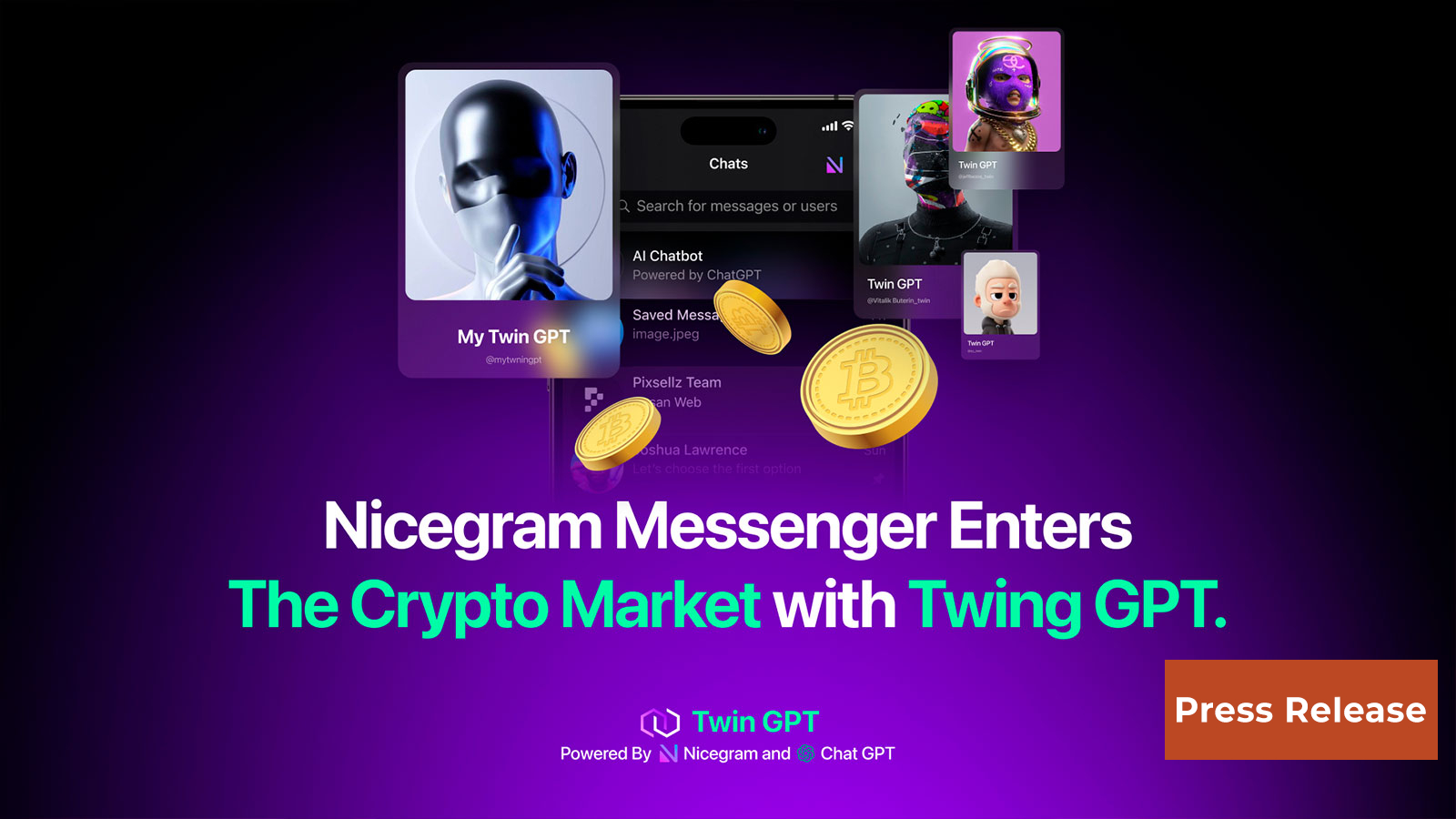 Nicegram Messenger Announces Its Crypto Way with TwinGPT — AI-Based project on BNBchain and Chat2earn Features