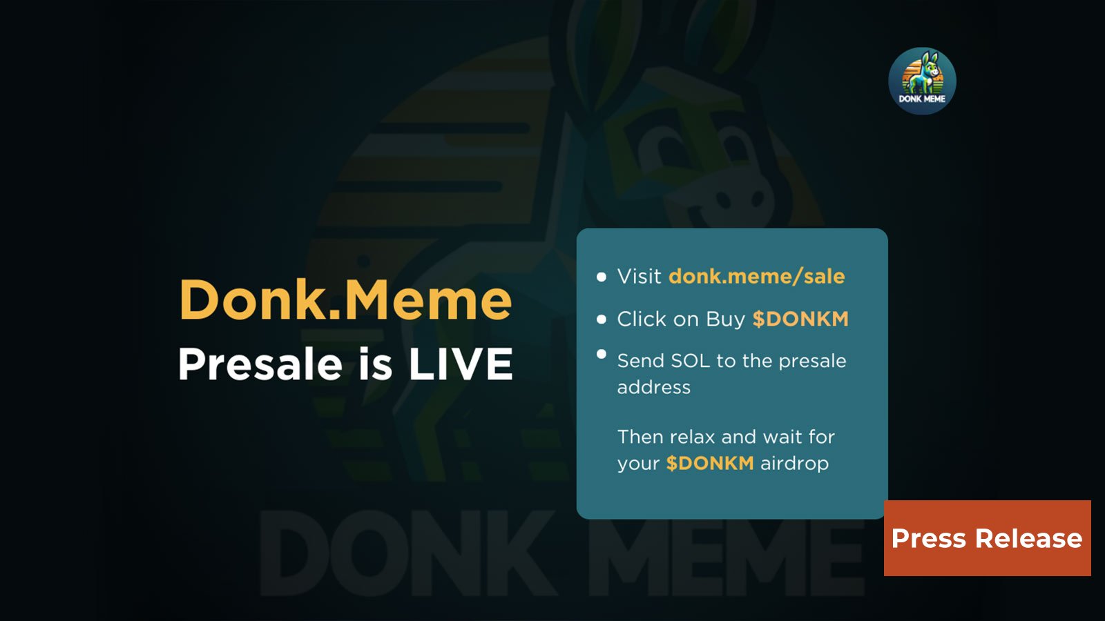 Donk.Meme A Solana Meme Coin Project Sells 30% Of It’s Presale Allocation, Is This The Next Pepe?