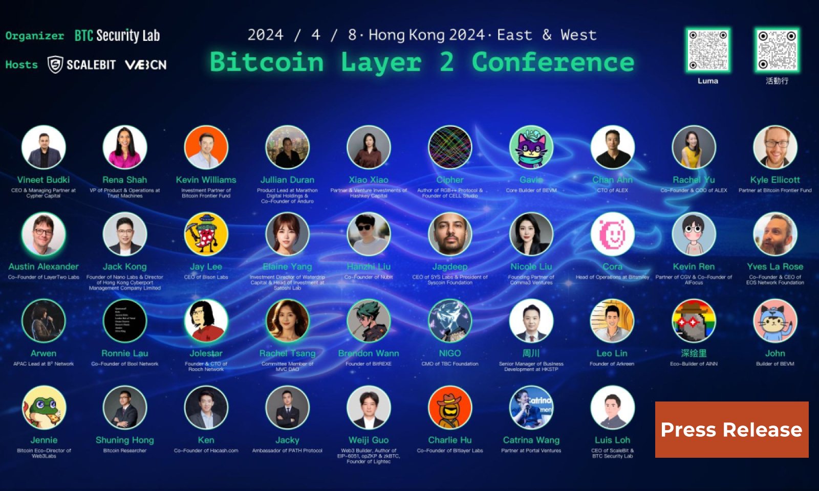 Bitcoin Layer 2 Conference 2024 Unveils First Look at All-Star Speakers