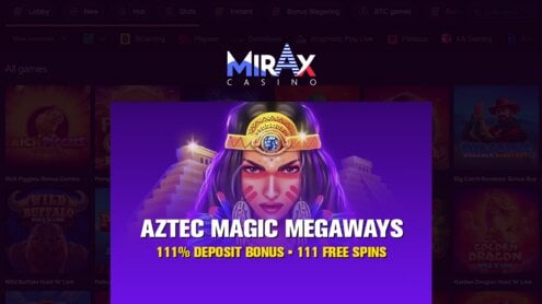 Play Aztec Magic Megaways on Mirax [111% Deposit Bonus & 111 Free Spins]