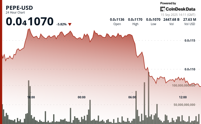 PEPE Price Sinks 6 Amid Market SellOff as Whales Accumulate