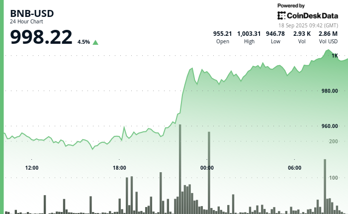 BNB Hits 1000 AllTime High as Binance Nears DOJ Deal Rumors of CZs Return Grow